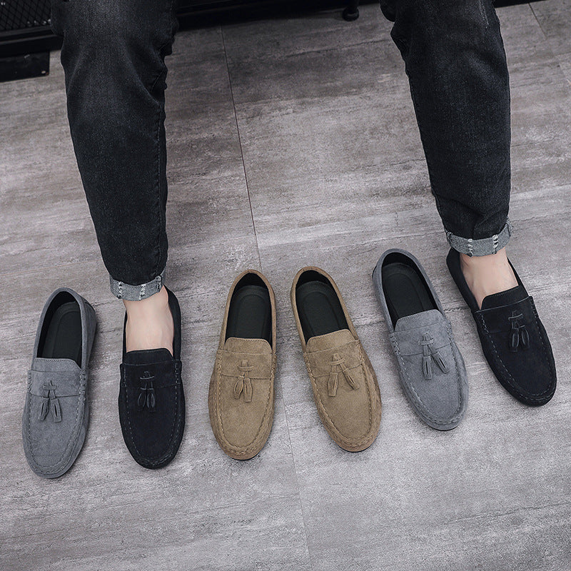 Doudou Shoes Men's Spring 2024 New Trbottomy Men's Shoes Slip-On Casual Leather Shoes Tassel Soft Sole Driving Shoes For Men