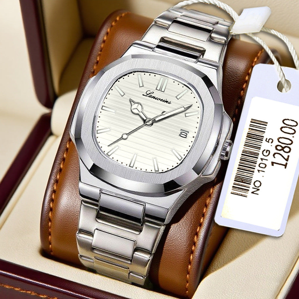 New Steel Band Parrot Quartz Watch Men's Watch Wholesale Watch Cross-Border Luminous Calendar Steel Band Watch