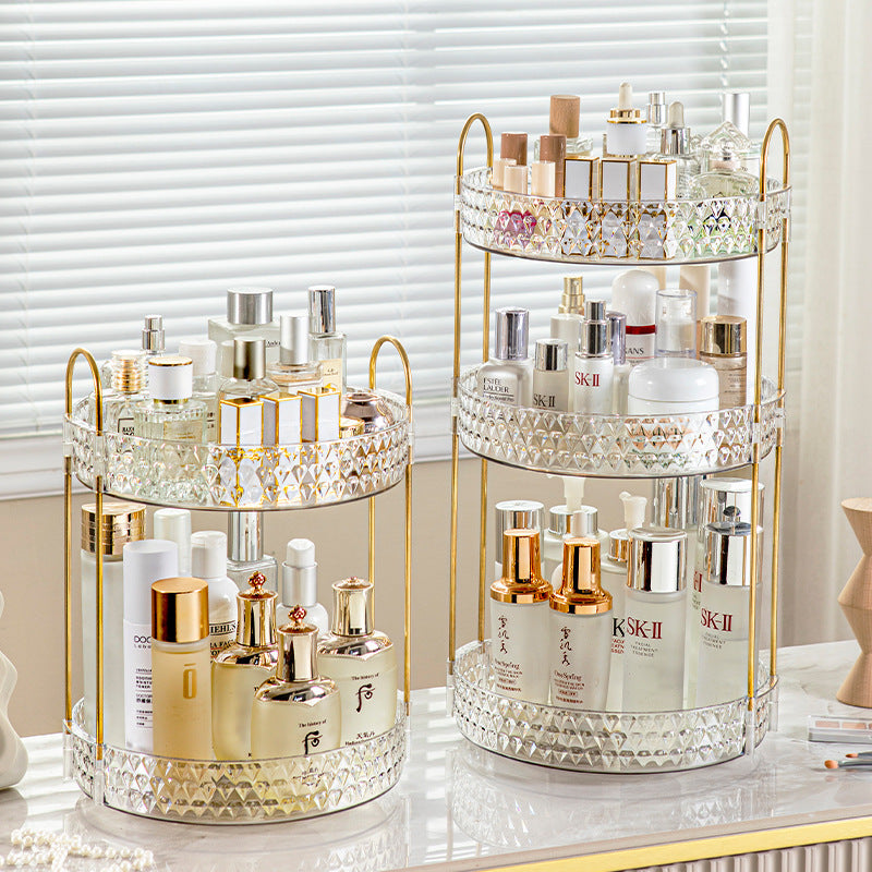 Three-Layer Rotating Storage Rack Large Cosmetics Storage Box Large Capacity Multi-Layer Bathroom Storage Rack Removable