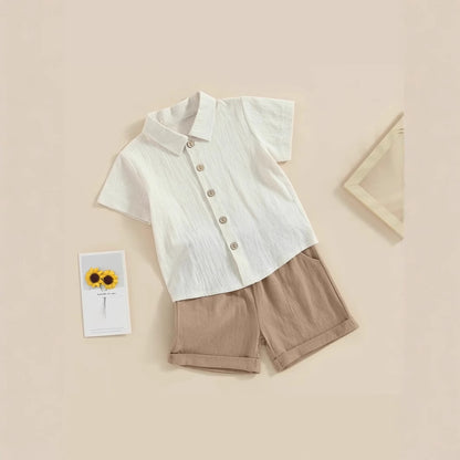 Baby Clothes Class A Summer Boys One-Year-Old Split Suit Cute Summer Top 0-150.00g Piece Set Summer Thin Guofeng