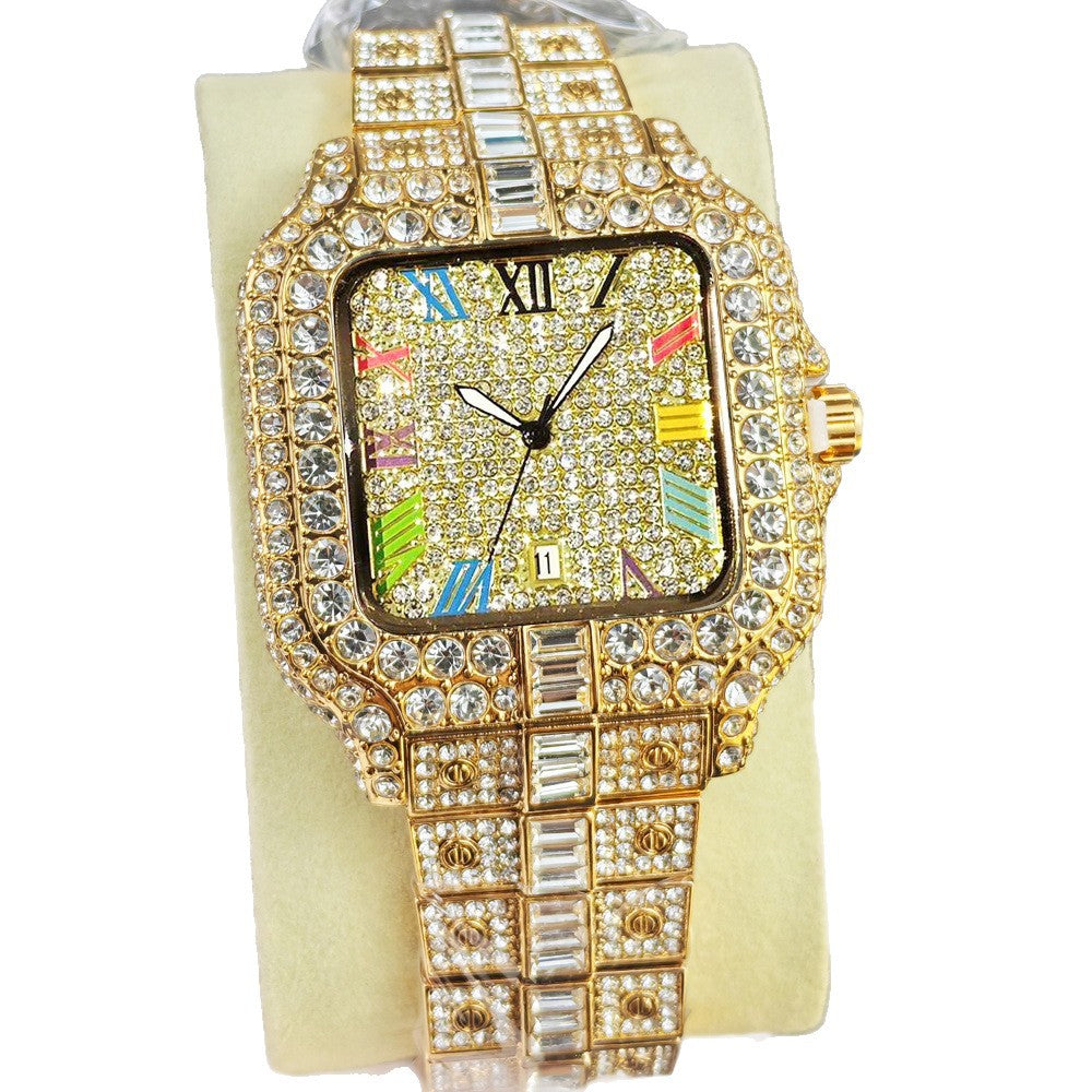 Popular Foreign Trade Watches, Cross-Border Hot Selling Men's Watches, Diamond-Encrusted Hip-Hop Watches, Men's Watches, Luxury Quartz Watches