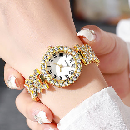 Foreign Trade Explosions Fashion Roman Pattern Diamond Women's Watch Women's Watch Quartz Watch Bracelet Women's Watch Manufacturers In Stock