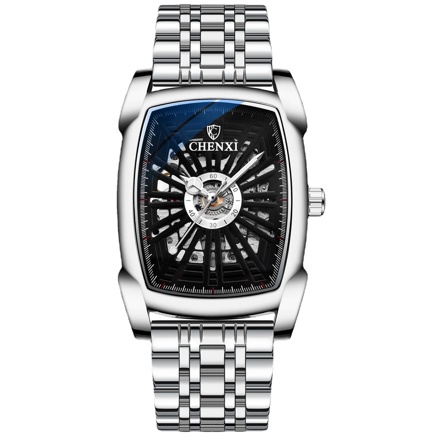CHENXI Waterproof Men's New Creative Mechanical Watch Barrel-shaped Automatic Hollow Mechanical Watch Supply 8809