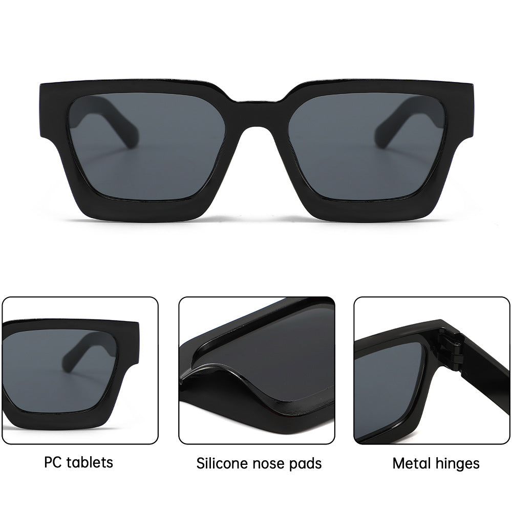 Classic Thick Box Sunglasses Men's Driving UV-resistant Advanced Sense Full Frame Sunglasses Street Photoshoot All-match Sunglasses