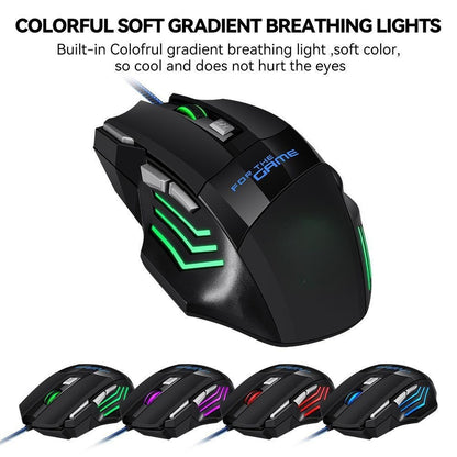 Cross-border Factory In Stock Wholesale G6 Wired Game Mouse 7-button Colorful Breathing Light-emitting Chicken E-sports Mouse