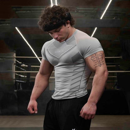 Youngla Men's T-Shirt Sports Fitness Quick-Drying Breathable Elastic Fitness Clothing Jogker Outdoor Running Basketball Clothing