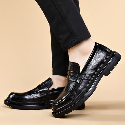 Formal Leather Shoes 2025 New Fashion Men's Shoes Convenient One-Leg Business Outing High-Bottom Thick-Soled Casual Shoes