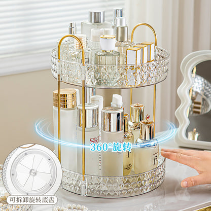 Three-Layer Rotating Storage Rack Large Cosmetics Storage Box Large Capacity Multi-Layer Bathroom Storage Rack Removable