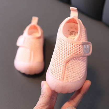 Dropshipping Baby Boy Spring And Summer Mesh Shoes Soft Sole Toe Cap Breathable Baby Toddler Shoes Velcro Girls Sneakers