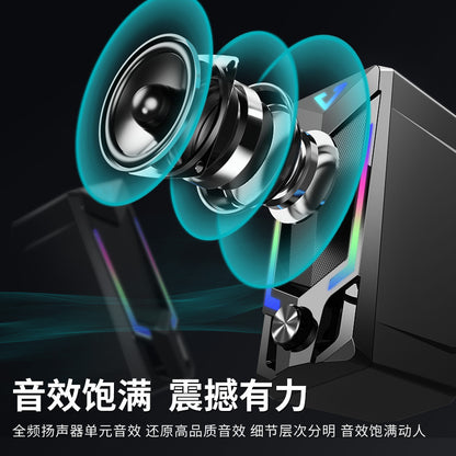 Cross-border Computer Wired Bluetooth Stereo Desktop RGB Creative Personality USB Small Speaker Desktop Subwoofer Wholesale