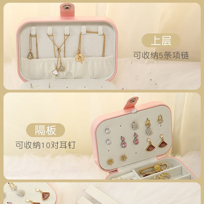 New Jewelry Box Jewelry Earrings Ring Necklace Jewelry Storage Box High-End Exquisite Portable Storage Box Wholesale