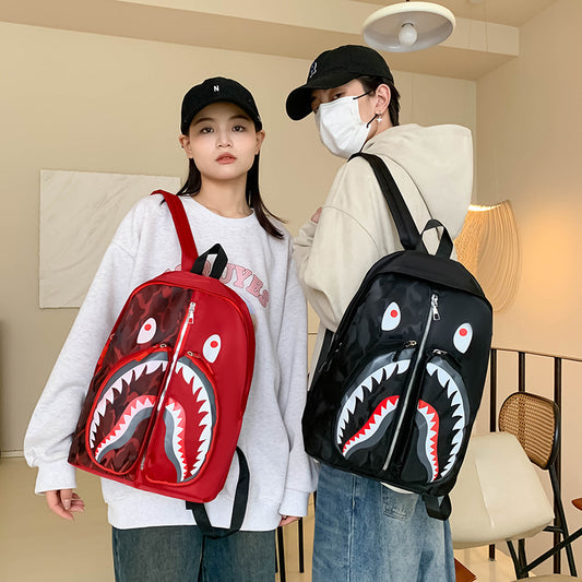 2024 New Shark School Bag Personalized Graffiti Student Backpack Men's And Women's Fashion Trend Backpack