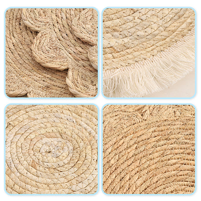 Rattan Heat Insulation Mat Coaster Desktop Heat Insulation Protection Mat Wool Woven Placemat Desktop Decoration Coaster Corn Leather Mat