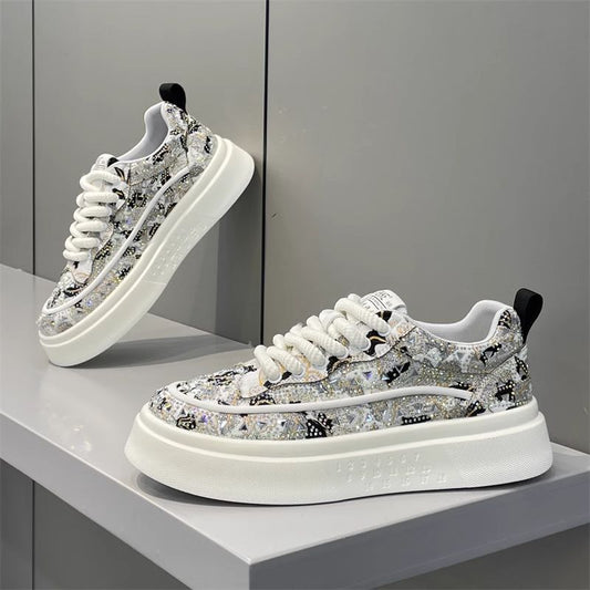 Men's Shoes 2025 New Trendy Rhinestone Men's Sneakers Summer Breathable Versatile Thick-Soled Men's Casual Shoes