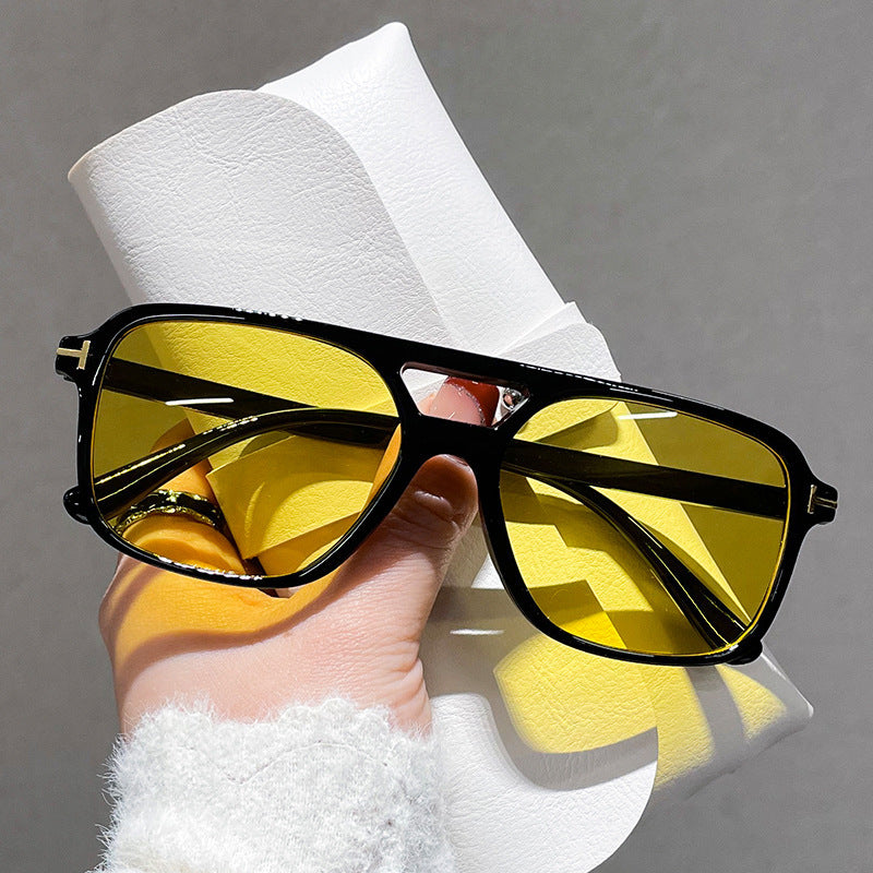 Lightweight Double Beam Marine Sunglasses New Driving Sunshade Glasses Cross-border Fashion Box Sunscreen Sunglasses
