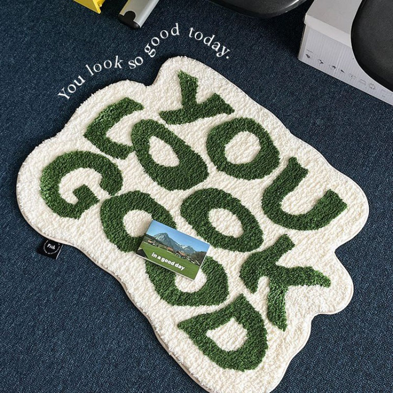 Cross-border Absorbent Non-slip Letter Cashmere Simple Home Decoration Indoor Carpet Floor Mat Bedside Bedroom Room Blanket