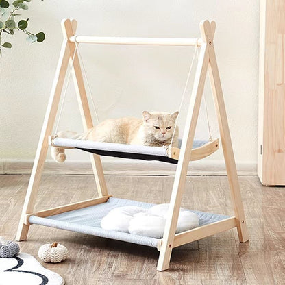 Cat Hammock Cat Swing Cat Bed Pet Bed Wooden Cat Nest Winter Warm Four Seasons Universal Cat Shaker