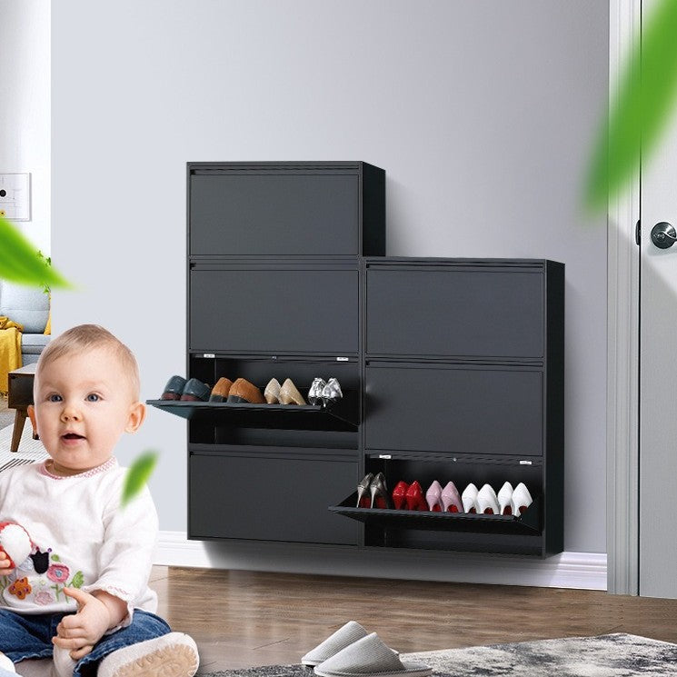 Household Thin Steel Tipping Bucket Shoe Cabinet Manufacturer Wholesale Simple Entrance Entrance Shoe Cabinet Door Storage Shoe Rack