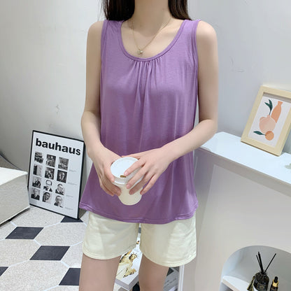 Modal Vest Summer Women's Sleeveless Thin Western Style All-match Outer Wear Large Size Loose Slimming Top Trendy Base Shirt
