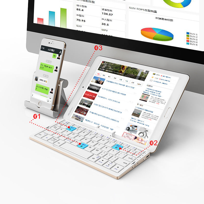 Hangshi BOW Folding Bluetooth Keyboard HB199 Apple Android For Xiaomi Phablet Universal