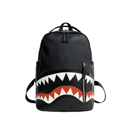 New Style Graffiti Print Backpack Trendy Backpack Shark Mouth Backpack Casual Fashion Backpack Bag