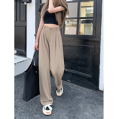 Wholesale 2025 Black Suit Pants Elastic Waist Slim Casual Pants Summer Loose Wide Leg Pants High Waist Drape Pants