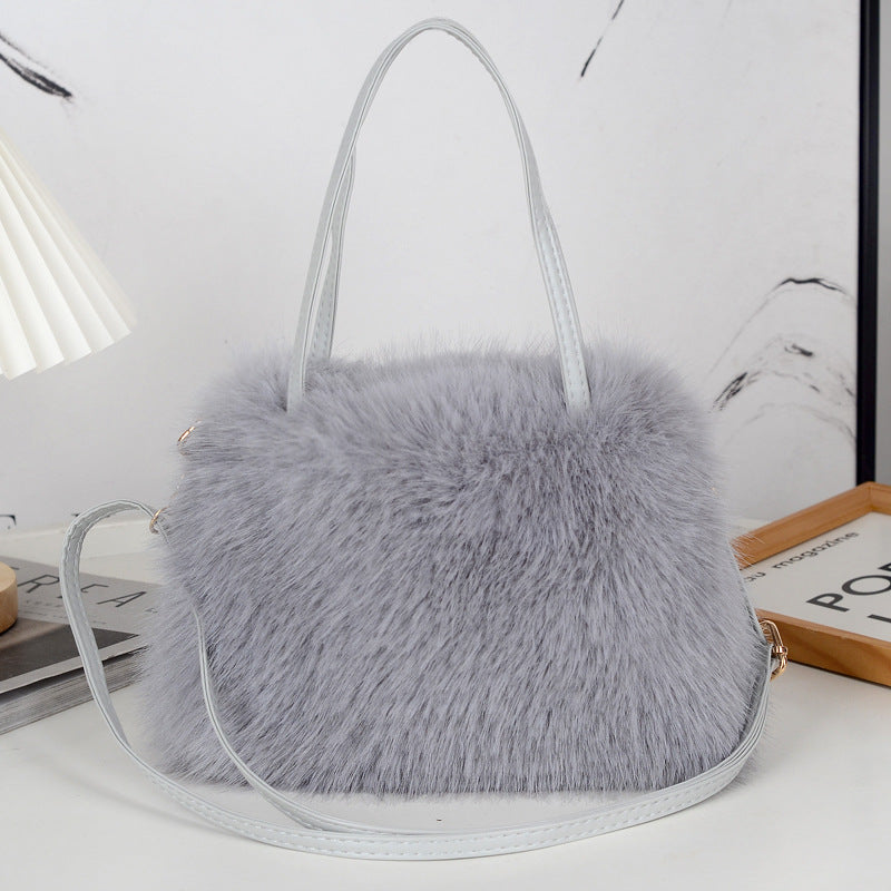 Fashion Fluffy Bag Autumn And Winter Portable Long Hair Bag Western Style Cute New Bag Crossbody Bag Shoulder Fluffy Bag