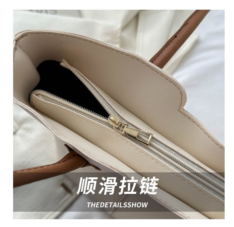 Simple Commuter Large Capacity Bag Women's Korean Fashion Tote Bag Spring And Summer Niche Texte Shoulder Handbag