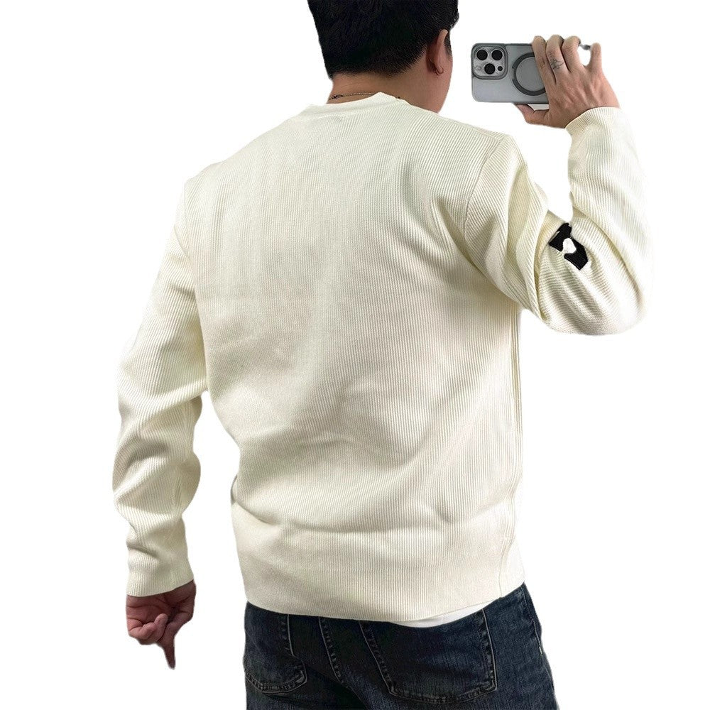2024 New Spring And Autumn Korean Knitted Cardigan Cartoon Grey Top Cute Design Sense Jacket Sweater For Men And Women