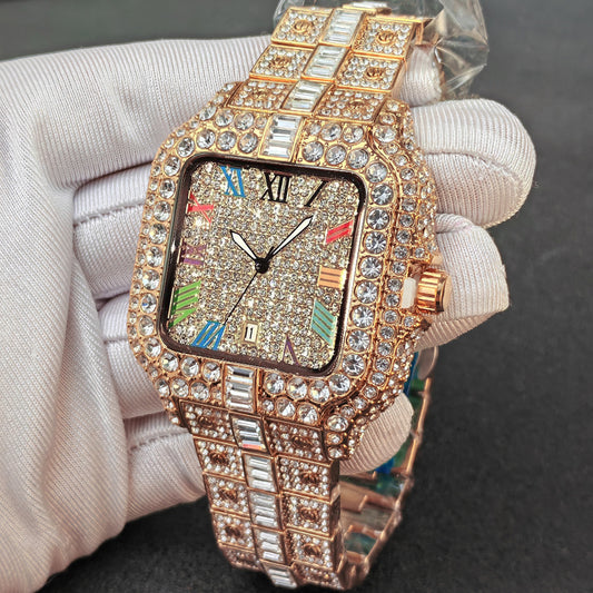 Popular Foreign Trade Watches, Cross-Border Hot Selling Men's Watches, Diamond-Encrusted Hip-Hop Watches, Men's Watches, Luxury Quartz Watches