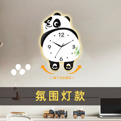 Internet Celebrity Panda Wall Clock Modern Home Living Room Wall Clock Creative Restaurant Cute Decorative Wall Clock Swing Wall Watch
