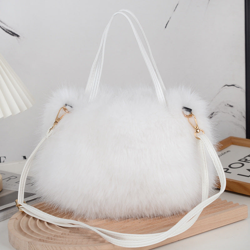 Fashion Fluffy Bag Autumn And Winter Portable Long Hair Bag Western Style Cute New Bag Crossbody Bag Shoulder Fluffy Bag