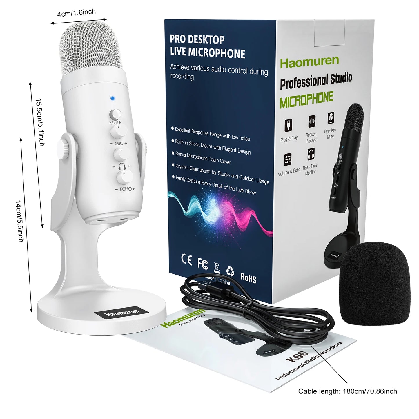 Desktop Computer Microphone Live Broadcast Dedicated USB Microphone Condenser Radio Anchor Karaoke Recording Equipment Mobile Phone Sound Card