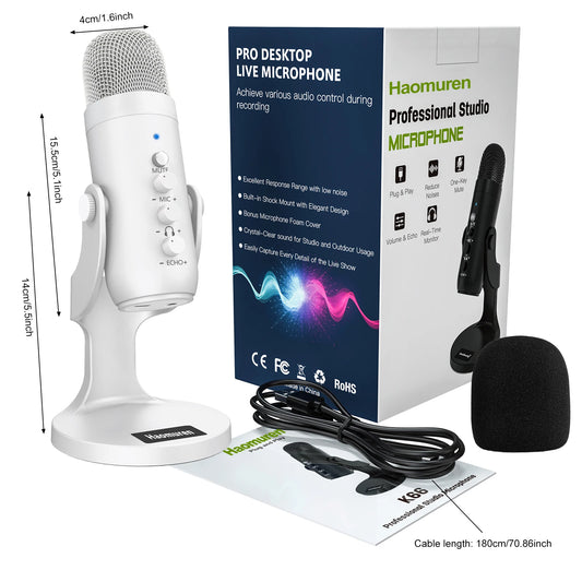Desktop Computer Microphone Live Broadcast Dedicated USB Microphone Condenser Radio Anchor Karaoke Recording Equipment Mobile Phone Sound Card
