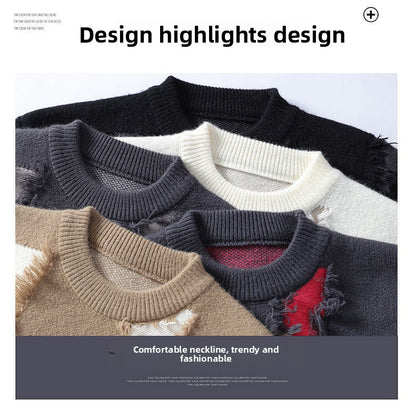 Mens Sweater Casual Loose Fit Knitwear