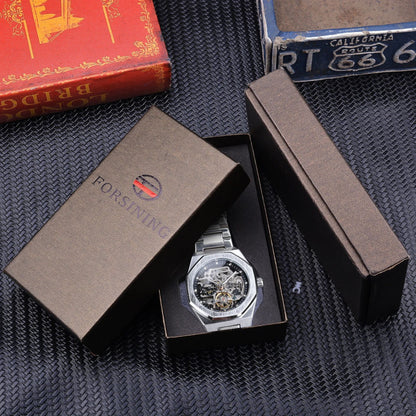 Men's fashionable skeletonized mechanical watch