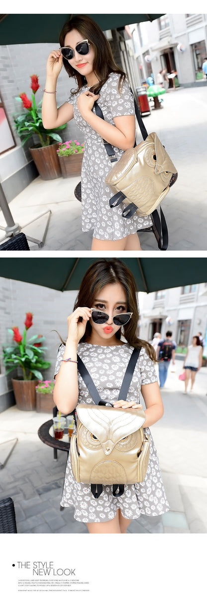 Owl PU Leather Backpack for Women