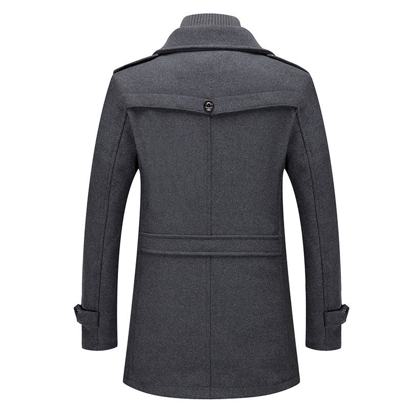 Men's Woolen Double Collar Winter Coat