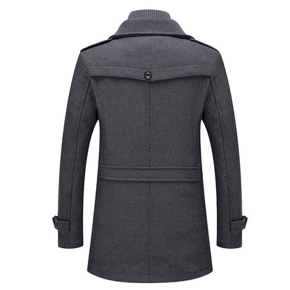 Men's Woolen Double Collar Winter Coat