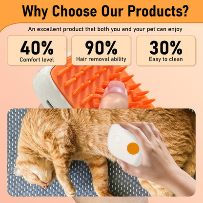 4 In 1 Cat Steam Brush, Anti Static Shedding Spray Comb, Hair Removal, Mist Indoor Steamy Grooming Brush For Dog, Water Spritz Defur Cepillo, Spa Steamer Cloud Para Gatos