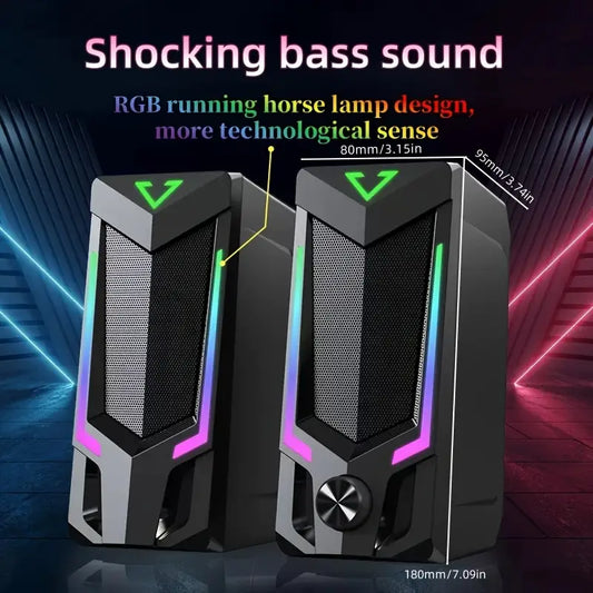 Cross-border Computer Wired Bluetooth Stereo Desktop RGB Creative Personality USB Small Speaker Desktop Subwoofer Wholesale