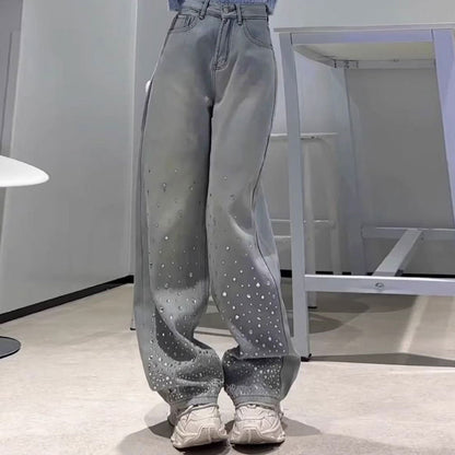 Women's High Waist Wide Leg Light Blue Denim Jeans