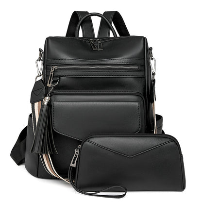 Double-color fringed backpack