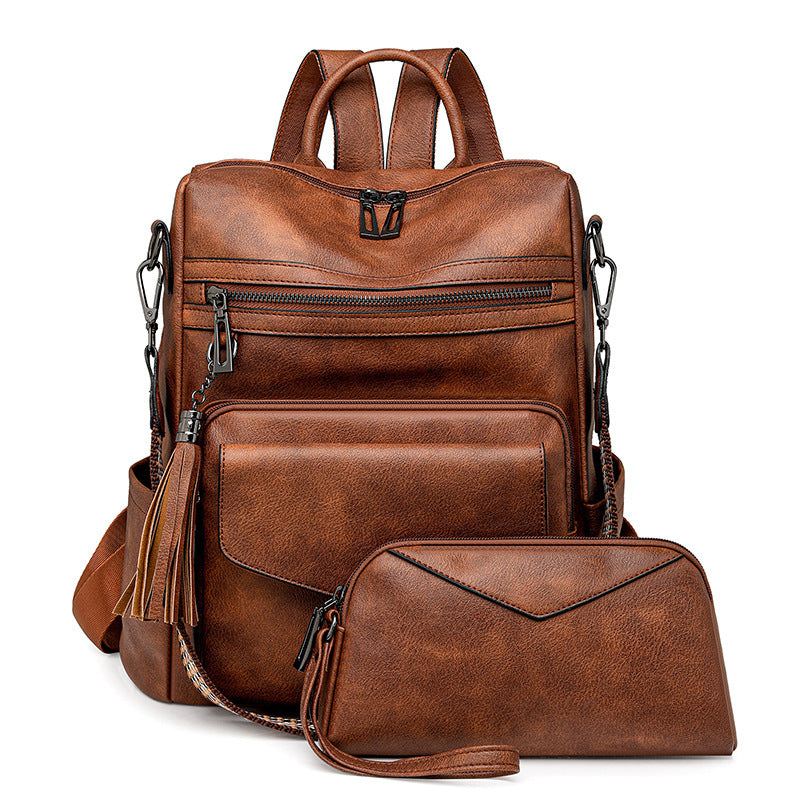 Double-color fringed backpack