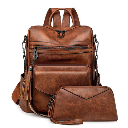 Double-color fringed backpack