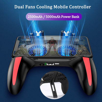 New Game Handle With Battery Mobile Phone Radiator Chicken Artifact Fan Heat Dissipation Six-finger Chicken Handle Stretch