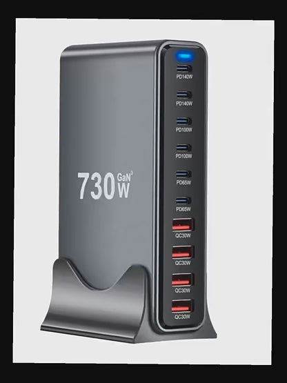 800W Gallium Nitride Charging Station USB Fast Charging Pd140W High Power Desktop Charging 8C2A10 Port Charger Flash Charging