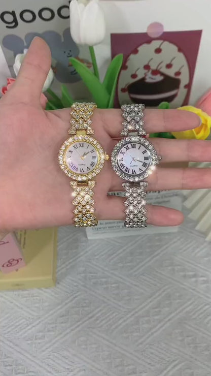 Foreign Trade Explosions Fashion Roman Pattern Diamond Women's Watch Women's Watch Quartz Watch Bracelet Women's Watch Manufacturers In Stock