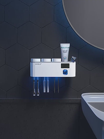 Intelligent Toothbrush Sterilizer Ultraviolet Sterilization Charging Light Energy Punch-Free Wall-Mounted Electric Brush Cup Storage Rack