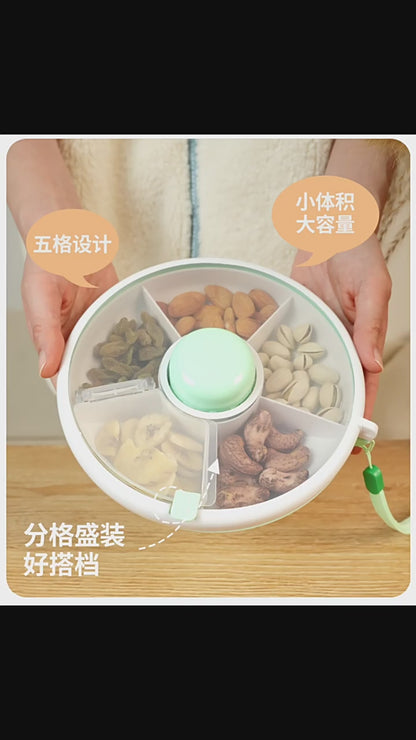 Round Rotating Lunch Box With Lid Can Carry Children&#039;s Snacks Out Rotating Fruit Plate Sealed Dried Fruit Plate Moisture-proof